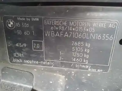 Veículo de Sucata bmw x5 (e53) 3.0d do ano 2002 alimentado 306d1