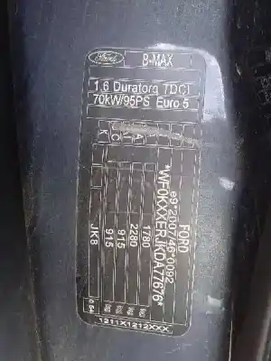 Утилизация автомобиля ford b-max (jk) 1.6 tdci года 2013 питание t3jb
