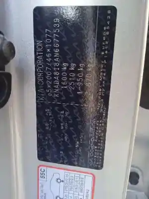 Veículo de Sucata kia stonic (ybcuv) 1.2 cat 84 cv / 62 kw do ano 2022 alimentado g4lf