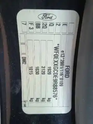 Veículo de Sucata ford c-max (cb3) 1.6 tdci cat do ano 2009 alimentado hhda