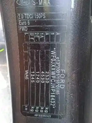 Veículo de Sucata ford s-max (cj, wa6) 2.0 tdci do ano 2017 alimentado t7cl