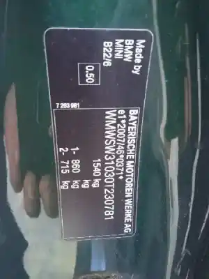 Scrapping Vehicle bmw mini (r56) cooper d of the year 2012 powered n47c16a