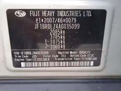 Veículo de Sucata subaru legacy kombi/outback b14 outback limited do ano 2011 alimentado ee20