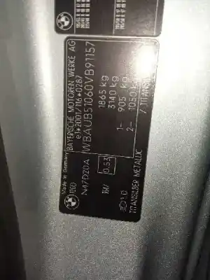 Scrapping Vehicle bmw serie 1 berlina (e81/e87) 120d of the year 2007 powered n47d20a