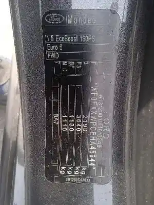 Veículo de Sucata ford mondeo lim. 1.5 ecoboost cat do ano 2017 alimentado unce