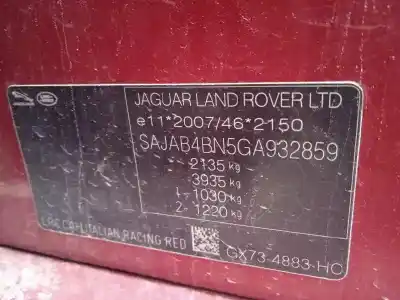 Veículo de Sucata jaguar xe (x760) 2.0 d do ano 2015 alimentado aj200