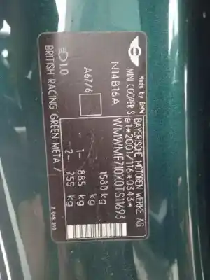 Утилизация автомобиля mini mini (r56) cooper s года 2007 питание n14b16a