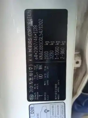 Scrapping Vehicle kia niro i (de) 1.6 gdi hybrid of the year 2020 powered g4le