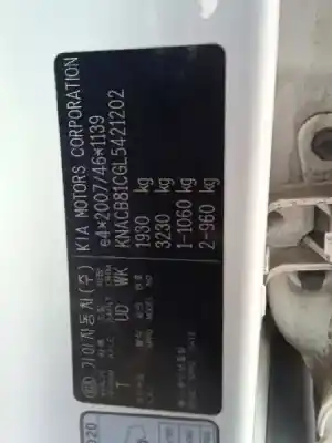 Scrapping Vehicle kia niro i (de) 1.6 gdi hybrid of the year 2020 powered g4le