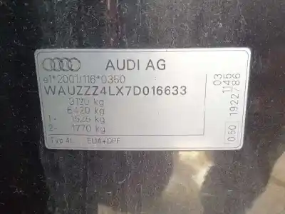 Scrapping Vehicle audi                                               q7 (4l)                                                                                                                                                                                                                                                    3.0 v6 24v tdi                                                                                                                                                                                                                                             of the year 2006 powered bug