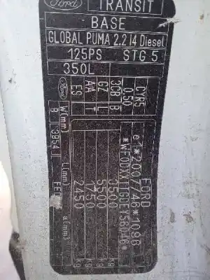 Sloopvoertuig ford transit kastenwagen (ttg) 2.2 tdci cat van het jaar 2014 aangedreven cyr5