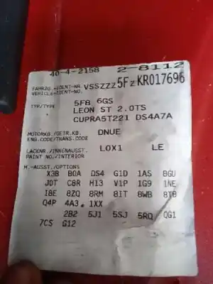 Veículo de Sucata seat leon st (5f8) cupra 300 4drive do ano 2018 alimentado dnue