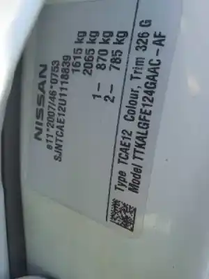 Scrapping Vehicle nissan note visia of the year 2015 powered 