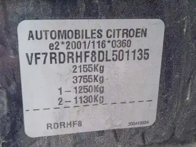 Vehículo de desguace citroen c5 berlina 2.0 hdi fap del año 2013 con motor rhf