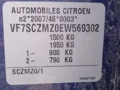 Scrapping Vehicle citroen c3 tonic of the year 2014 powered zm01