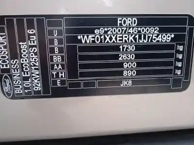 Scrapping Vehicle ford ecosport (cr6) 1.0 ecoboost cat of the year 2018 powered m1jj