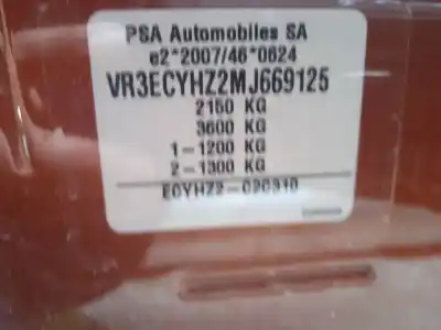 Veículo de Sucata peugeot rifter 1.5 bluehdi 130 do ano 2021 alimentado yhz (dv5rc)