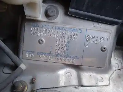 Veicolo di demolizione honda cr-v ii (rd_) 2.2 ctdi (rd9) dell'anno 2005 alimentato n22a2