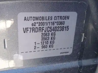 Утилизация автомобиля citroen c5 iii (rd_) 2.0 16v года 2008 питание rfj