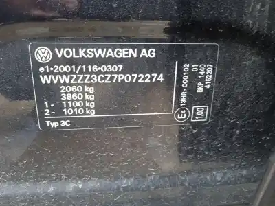 Véhicule à la ferraille volkswagen                                         passat b6 (3c2)                                                                                                                                                                                                                                            2.0 tdi 16v                                                                                                                                                                                                                                                de l'année 2006 alimenté bkp