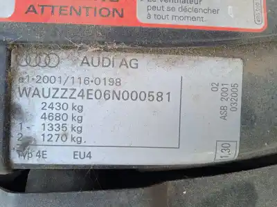 Утилизация автомобиля audi                                               a8 d3 (4e2, 4e8)                                                                                                                                                                                                                                           3.0 tdi quattro года 2005 питание asb
