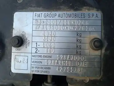 Veículo de Sucata fiat bravo ii (198_) 1.6 d multijet (198axh1b) do ano 2010 alimentado 198a3000