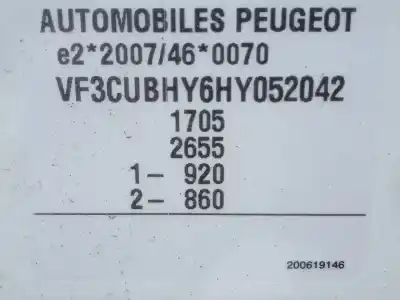 Veículo de Sucata peugeot 2008 i (cu_) 1.6 bluehdi 100 do ano 2017 alimentado bhy