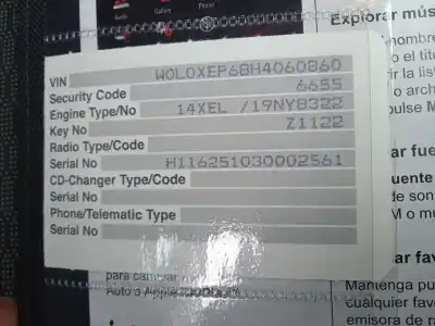 Veículo de Sucata opel corsa e (x15) 1.4 (08, 68) do ano 2016 alimentado b14xer