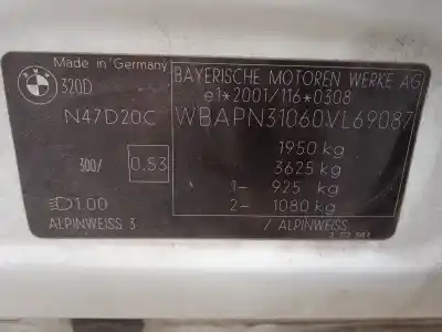 Veicolo di demolizione bmw 3 (e90) 320 d dell'anno 2009 alimentato n47d20c