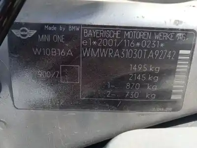 Утилизация автомобиля mini mini (r50, r53) one года 2006 питание w10b16a
