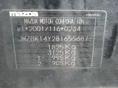 Veículo de Sucata mazda 3 (bk) 1.6 di turbo do ano 2008 alimentado y6