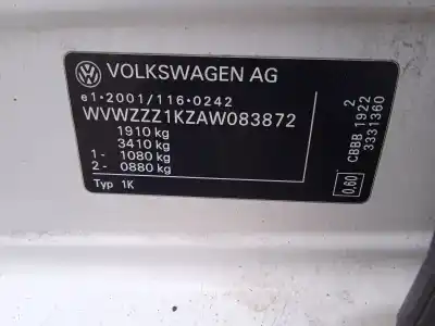 Veicolo di demolizione volkswagen golf vi (5k1) 2.0 tdi dell'anno 2009 alimentato cbb