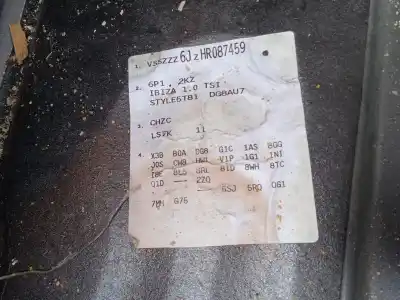 Veículo de Sucata seat ibiza iv (6j5, 6p1) 1.0 tsi do ano 2017 alimentado chzc