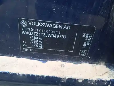 Sloopvoertuig volkswagen touran (5t1) 1.6 tdi van het jaar 2018 aangedreven dgda