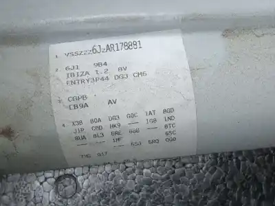 Veículo de Sucata seat ibiza iv sc (6j1, 6p5) 1.2 do ano 2010 alimentado cgpb