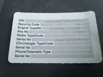 Scrapping Vehicle opel meriva b monospace (s10) 1.7 cdti (75) of the year 2010 powered a17dts