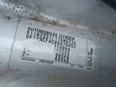 Veículo de Sucata citroen c1 (pm_, pn_) 1.0 do ano 2010 alimentado 1kr
