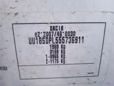 Здавання транспортного засобу dacia dokker express furgoneta/monovolumen 1.5 dci (feaj) року 2016 потужний k9k612