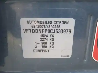 Verschrottungsfahrzeug citroen c-elysee (dd_) 1.6 vti 115 (ddnfp0, ddnfp6, ddnfp9) des jahres 2013 angetrieben nfp