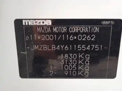 Veículo de Sucata mazda 3 (bl) 1.6 mzr cd (bl14) do ano 2012 alimentado y6