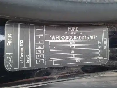 Veículo de Sucata ford focus iii 1.6 tdci do ano 2013 alimentado t1da