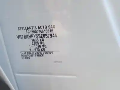 Veículo de Sucata citroen c4 iii (ba_, bb_, bc_) e-c4 (bczkxc) do ano 2025 alimentado hn09