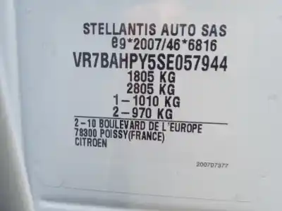 Veículo de Sucata citroen c4 iii (ba_, bb_, bc_) e-c4 (bczkxc) do ano 2025 alimentado hn09