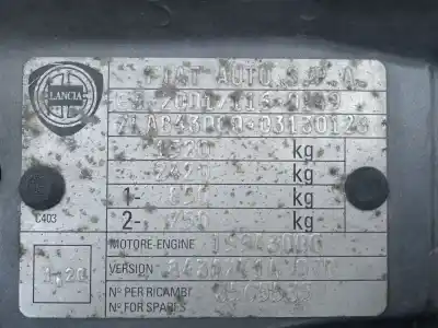 Scrapping Vehicle lancia ypsilon (843_) 1.3 d multijet (843.axe11, 843.axe1a) of the year 2008 powered 199a3000