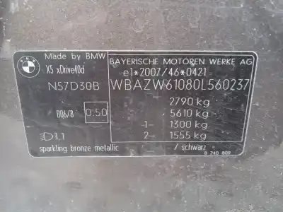 Scrapping Vehicle bmw x5 (e70) xdrive 40 d of the year 2010 powered n57d30b