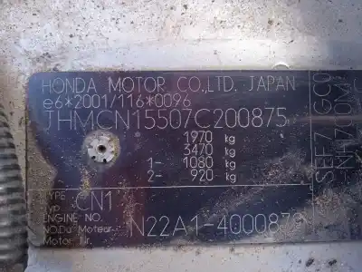 Sloopvoertuig honda accord vii (cl, cn) 2.2 i-ctdi (cn1) van het jaar 2007 aangedreven n22a1