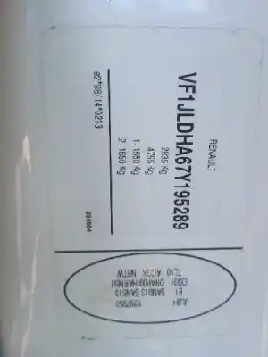 Veículo de Sucata renault trafic ii autobús (jl) 2.0 dci 115 do ano 2007 alimentado m9r780