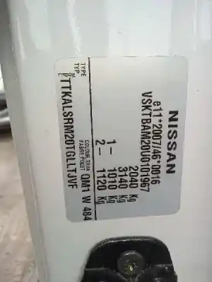 Veículo de Sucata nissan nv 200 (m20) 1.5 dci cat do ano 2015 alimentado k9k608