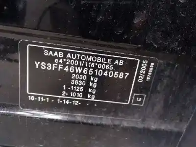 Veicolo di demolizione saab 9-3 sport sedán 1.9 tid cat dell'anno 2005 alimentato z19dth