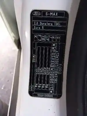 Veículo de Sucata ford s-max (ca1) 2.0 tdci cat do ano 2011 alimentado ufwa